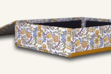 Archival box "Otti", flowers yellow - blue, handmade box